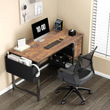 Computer Desk with Fabric Drawers, 47 Inch Desk for Small Space Home Office, Modern Simple Study Writing Table PC Desks for Bedroom, Rustic Brown