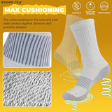 FOOTPLUS 6 Pairs Copper Hiking Running Socks,Crew Cushioned Sole Arch Support Compression Camping Trekking,Moisture Wicking Odor Free Traveling Skiing Socks White, XX-Large