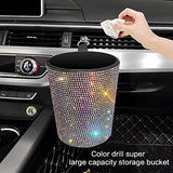 Ihreesy Bling Car Trash Can, Glitter Diamond Container, Hanging Garbage Bin