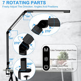 LED Desk Lamp with Clamp, Architect Desk Lamp with Dual Light and Adjustable Swing Arm, Clip-on Eye-Care 4 CCT Modes