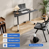 Usosidam Folding Conference Room Table with Wheels, Modular Mobile Trapezoidal Flip-Top Training Table for 2-8 Person, Space Saving Heavy Duty Seminar Meeting Tables for Office (8, Black2, 47.2in)