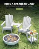 GREENVINES Folding-Adirondack-Chairs-Set-of-2 | HDPE Plastic | Throne Series | Fire Pit Chair | with Connecting Tray | Removable Table | All Weather | for Outdoor Patio Deck Poolside | White