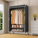 VIPEK R3C Rolling Clothes Rack with Cover Portable Closet for Hanging Clothes, Heavy Duty Garment Rack Freestanding Racks with Wheels&Side Hooks