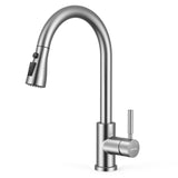 WEWE Kitchen Faucets with Pull Down Sprayer, Leak-Proof Stainless Steel Lead-Free Single Handle 1 Hole for Family Kitchen Commercial Camper Laundry Rv Bar, Brushed Nickel Bar Sink Faucet