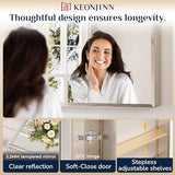 Keonjinn Large Medicine Cabinet Mirror 48 x 32 Inch, Brushed Nickel, 3 Door