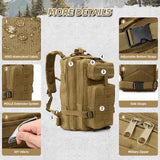 AUMENTAR Small Military Tactical Backpack, 30L Tactical Assault Bag for Men, Army Assault Rucksack GYM Hiking Backpack Bug Out Bag Khaki