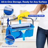 Professional Window Cleaning Kit, Window Washing Kit with 3 Gallon Bucket, 14-Inch Squeegee & 15-Inch Scrubber, 61-Inch Extendable Pole, Window Cleaning Equipment for Home & Commercial (61 inch)