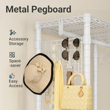 VIPEK R1 Rolling Clothes Rack with Pegboard Organizer Portable Closet for Hanging Clothes with Lockable Wheels & Removable Basket, White