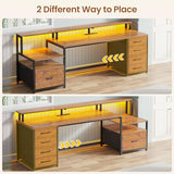 SEDETA Home Office Desk with File Drawer & Power Outlet, 66'' Computer Desk with 5 Drawer, Storage Shelves