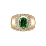 Oseew Personalized Mens emerald ring gold Emerald ring for men Engagement Rings For Mens Emerald Ring Men 14K Gold(white gold