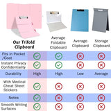 Clipboard Foldable Without Edition Cheat Sheets Aluminum 3 Layers Foldable Clipboards Pocket Size Profile Clip Clipboards Notepad for Students, Nurses,Contractor Trucker Driver