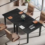 Tribesigns 6.57 ft Conference Table for 6 People, Wooden Small Square Meeting Seminar Table, Modern Boardroom Desk with Solid Wood Legs and Thickened Tabletop for Office Conference Room (2, Black)