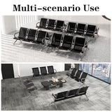 Waiting Room Bench Set - Metal Office Guest Reception Seat Black Mesh Waiting Room Chairs with Armrest for Airport