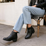 Athlefit Women's Chunky Low Heel Fall Black Ankle Boots Size 9.5