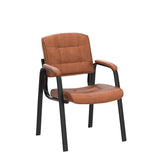 Naomi Home Faux Leather Guest Reception Chair with Armrests - Caramel