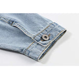 Hixiaohe Spring Summer Jean Jacket for Women Trendy Half Sleeve Button Down Short Denim Jacket Retro Cropped Trucker Coat