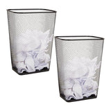 Mind Reader Metal Mesh Waste Paper Bins, Solid Bottom, Non Slip Pads, Office and Home, Set of 2, Black