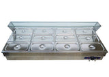 INTBUYING 110V Bain Marie Buffet Steam Table Restaurant Food Warmer with Glass Shield 12 Pots
