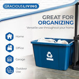 Living Medium Curbside Blue Box, Plastic 17 Gallon/64 Litre Home Trash Can Refuse and Recycling Bin