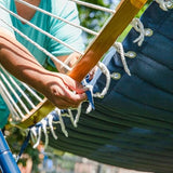 Sunnydaze Outdoor Hammock with Spreader Bar - 450-Pound Capacity Curved Spreader Bar Hammock - Navy and Gray Octagon