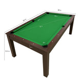 SIMBASHOPPING 7 Foot Pool Dining Table Combo Green Felt Modern Billiard Table with Dining Top Included - Missisipi