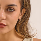 YOIHUR Glod Hoop Earrings with Asymmetric Cubic Zircon Drop, 14k Rose Gold Plated Earrings Hypoallergenic Jewelry Festival Gifts, Unique Clocks Snakes Long Dangle Earring for Women