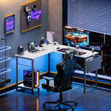 Sweetcrispy L Shaped Desk - Computer Desk Corner Desks Gaming Desk PC Table with CPU Stand Side Bag for Home Office