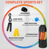 Phobby Weighted Exercise Hoop for Adults, 2.8lbs Adjustable Fitness Hoop, Detachable Hoops with Resistance Band, Headband & Jump Rope