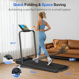 Foldable Treadmill with 10% Incline, 4 in 1 Compact Walking Pad Treadmill with Handle Bar for Home Small Spaces, 3.0HP Portable Quiet