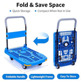 Foldable Plastic Platform Hand Truck 60×90cm, Hollow Lightweight Push Dolly Cart