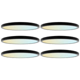 LUXRITE 12 Inch LED Flush Mount Ceiling Light, LED Surface Mount, 5CCT 2700K-5000K, 1650 Lumens, CRI90, 110° Beam Angle, 22 Watt, Dimmable, Wet Rated & UL Listed, Round Slim + Black Trim (6 Pack)