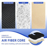 Gooo&Ma Ergonomic Seat Cushion with Air Fiber Core, Office Chair Cushion with Washable Cover (Black)