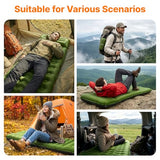 OGERY Sleeping Pad, Ultralight Inflating Sleeping Pad for Camping with Pillow Built-in Foot Pump, 6" Extra-Thick Reinforced Camping Pad for Hiking, Backpacking, Tent, Single,Green