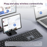 Wireless Keyboard & Mouse Combo, 2.4 GHz Dongle & Dual Bluetooth Connection, AES-128 Encryption,
