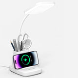Vicsoon Desk Lamp with Wireless Charger - LED Desk Lamps for Home Office with Pen Holder, 800LM, 3 Color Modes, Flexible Arm, Eye-Caring White Table Lamps for Home College Dorm Room Christmas Gifts