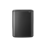 Brabantia Bo Touch Top Kitchen Trash Can with Single Compartment | Confident Gray | 16 Gal Inner Bucket | Soft-Close Garbage Can, Light Touch Opening, Stay-Open Lid | Fits Against Wall | + Trash Bags