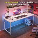 PRAISUN 55 Inch Computer Desk, Home Office Desk with Spacious Desktop, Modern Gaming Desk, Writing Study Table for Bedroom, Small Spaces