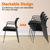 Mesh Back Stacking Guest Chairs,Stackable Waiting Room Arm Chair with Fabric Upholstered for Office