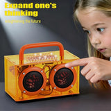 Swhmc DIY Bluetooth Speaker Kit with Orange Handle | STEM Projects for Kids Ages 8-12, Build Your Own See-Through Speaker, No Soldering Transparent Science Gift, STEM Toys for 8 9 11 13