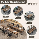 47.2in Folding Conference Table, Modular Meeting Table with Wheels