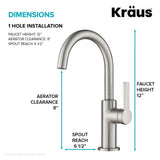 KRAUS Oletto Single Handle Kitchen Bar Faucet in Spot Free Stainless Steel, KPF-2822SFS