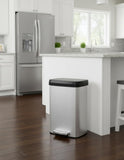 Garvee 16 gal / 60 L Stainless Steel Trash Can with Lid, Large Garbage Can for Kitchen, Rustproof Step-on Kitchen Metal Trash Bin with Liner Rim, Silver