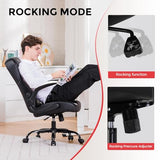COMHOMA Office Computer Gaming Chair Ergonomic Desk Chair for Adults with Lumbar Support Flip-Up Arms Adjustable Height Swivel Wheels PU Leather Executive Design for Short People Use, White