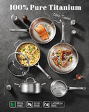 Titanium Pans for Cooking | 8 Pcs Titanium Hammered Pro frying Paella Pans with Lid