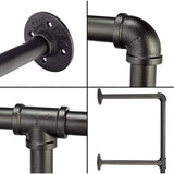 5-Story Rustic Black DIY Open Pipe Shelves with Wood Planks Bookshelf LBSLMJB