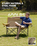 FanttikOutdoor Zeta L11 Duo Pro Double Camping Chair, 2 Person Portable Folding Couch, High Strength Loveseat with Cup Holder & Carry Bag for Travel, Games, BBQ, Backyard, Support up to 600 lbs, Khaki