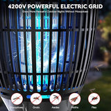Solar Bug Zapper Outdoor, 4200V 3-in-1 Mosquito Zapper with Flame Light & RGB Projector, Solar Powered & USB Rechargeable, Smart Auto Mode, IP65 Waterproof Mosquito Killer for Yard Garden 2000 Sq Ft