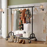 Raybee Heavy Duty Clothes Rack, Clothing Racks for Hanging Heavy Clothes 200+, Rolling Clothing Rack Load 530 LBS, Extendable & Adjustable with Wheels, Black