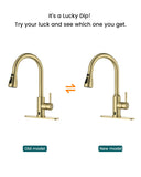 DAYONE Gold Touchless Kitchen Faucet with Soap Dispenser 3-Mode, Brushed Gold Motion Sensor Hands-Free Automatic Sink Faucet with Pull Down, Stainless Steel Single Handle Smart Faucets for Kitchen