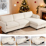 109 Inch Modular Sectional Sofa, L Shaped Couch with Storage Ottoman, Beige